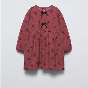 Zara Toddler Girl Burgundy Long Sleeve Dress Floral Print Size 2T. REF. 5767/672